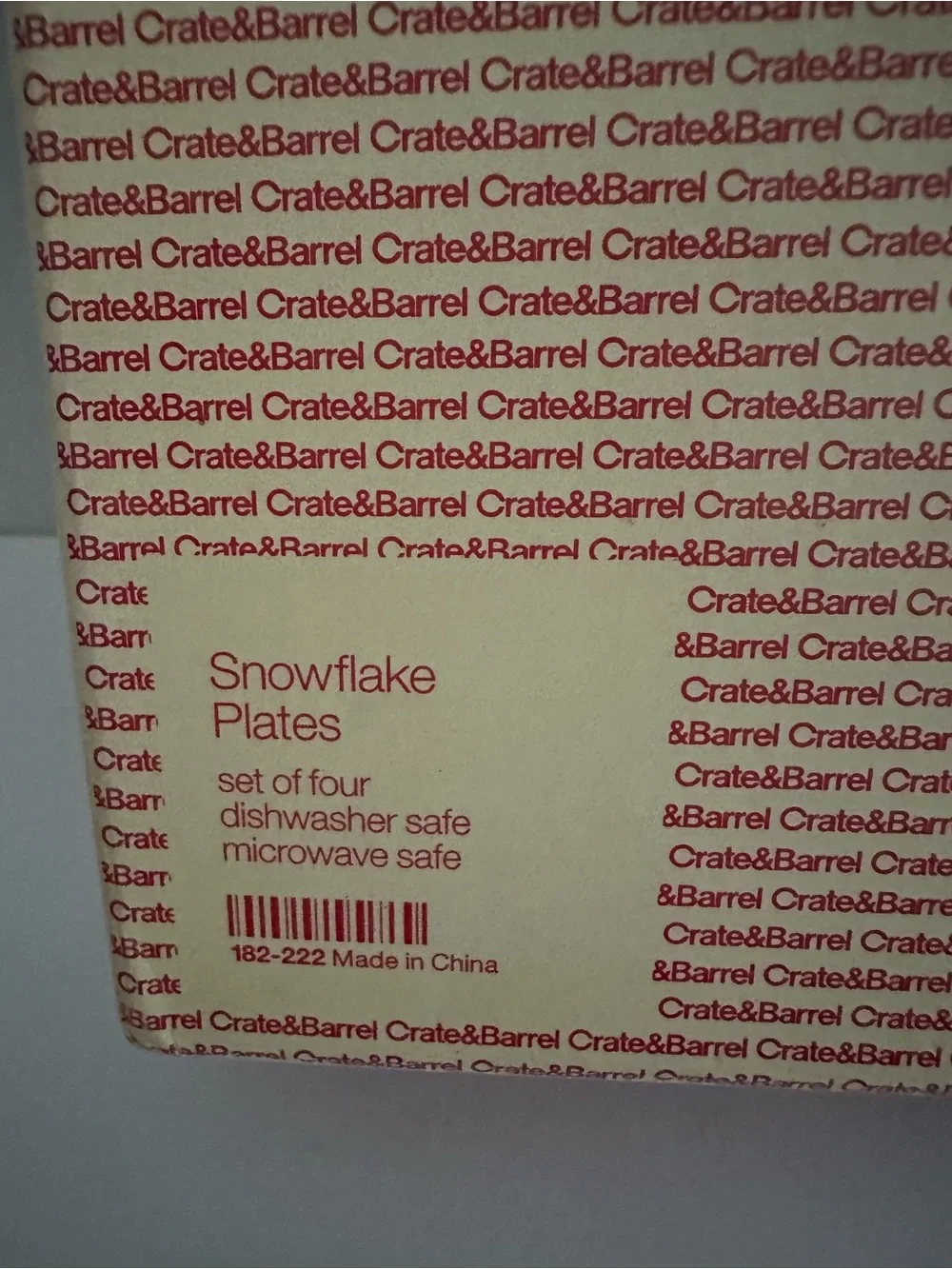 Crate & Barrel Holiday Snowflake Plates